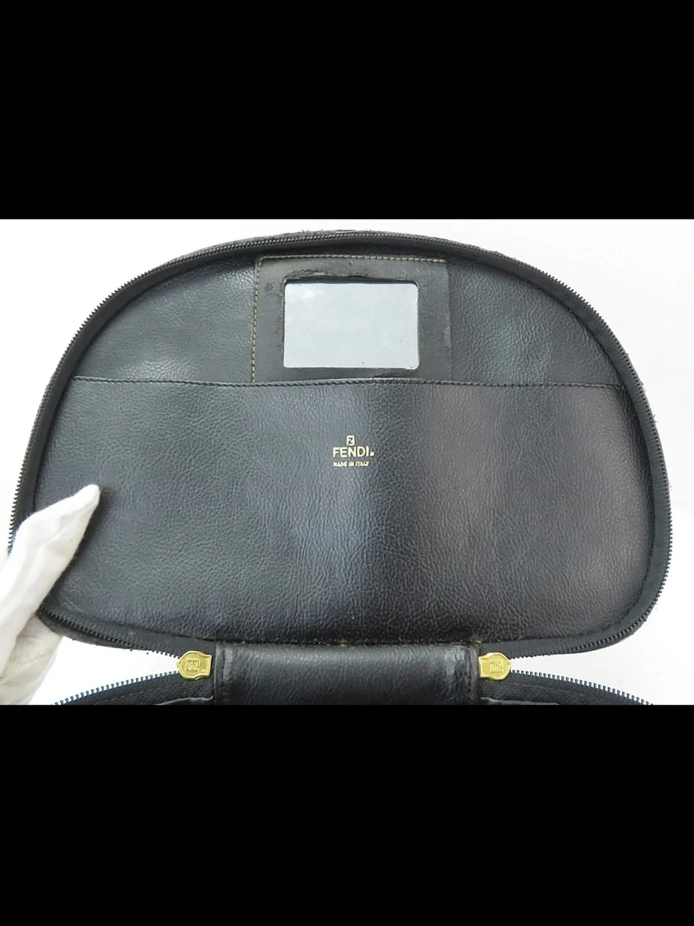 Fendi Brown and Black Striped Dome Cosmetic Case